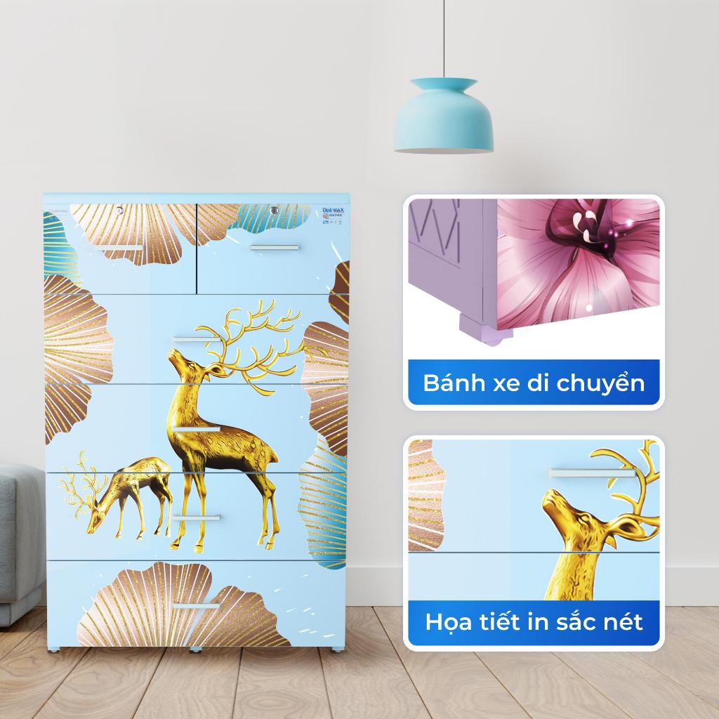 [SVIP] Tủ nhựa Deli Max 5 tầng QUI PHÚC, tủ nhựa đựng quần áo ngang 90cm, có khung thép chắc chắn, hộc tủ chống rơi