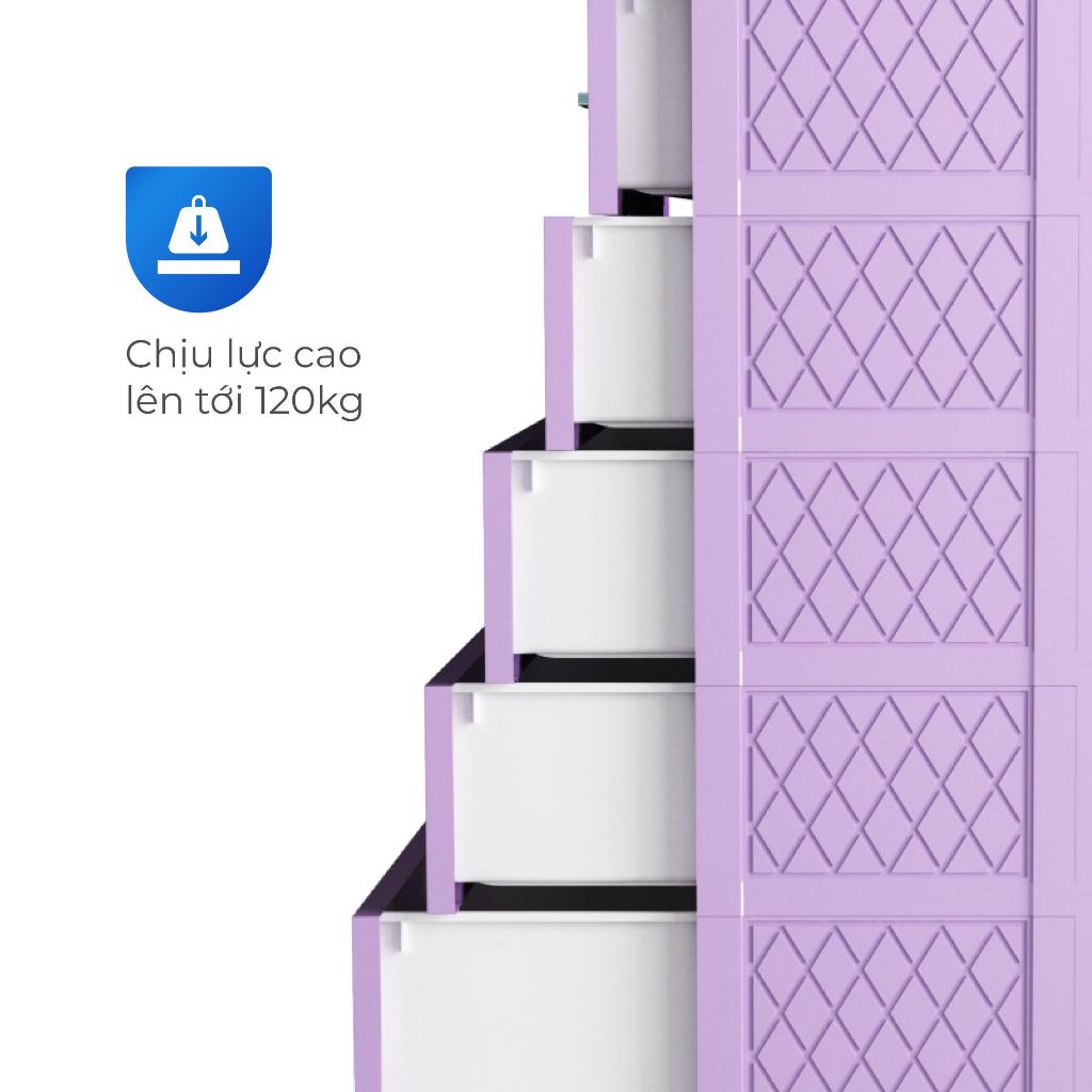 [SVIP] Tủ nhựa Deli Max 5 tầng QUI PHÚC, tủ nhựa đựng quần áo ngang 90cm, có khung thép chắc chắn, hộc tủ chống rơi