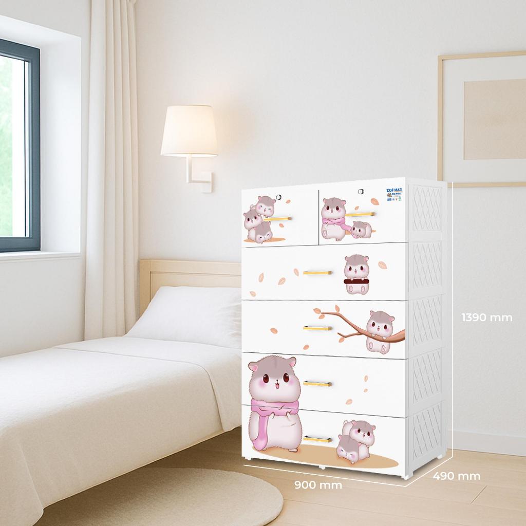 [SVIP] Tủ nhựa Deli Max 5 tầng QUI PHÚC, tủ nhựa đựng quần áo ngang 90cm, có khung thép chắc chắn, hộc tủ chống rơi