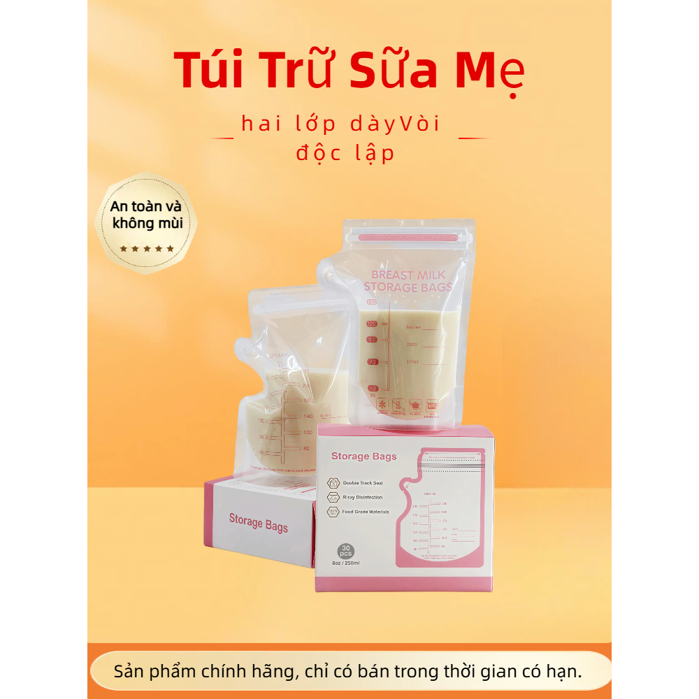 Hộp 50 Túi Trữ Sữa Babuu 250ml Có Vòi Rót, 5 Mẫu Xinh Yêu
