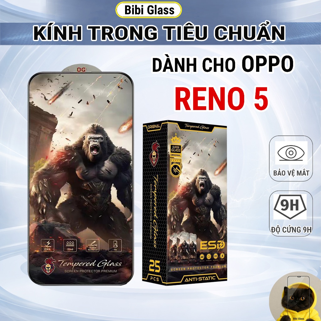 Kính cường lực Oppo reno5, reno 5 4G 5G cao cấp full màn trong suốt bảo vệ màn hình điện thoại bibi