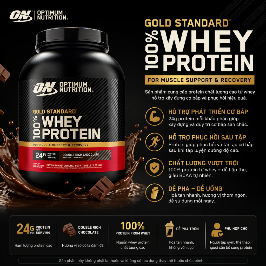 GOLD STANDARD 100% WHEY - SỮA BỔ SUNG PROTEIN GIÚP TĂNG CƠ BẮP (5 LBS)
