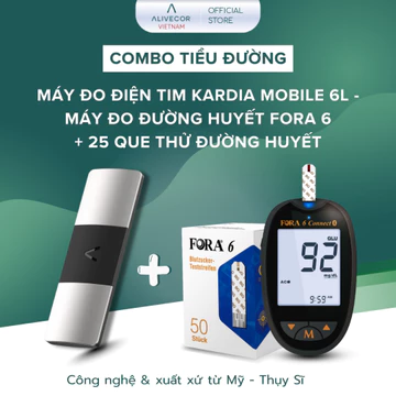 [Kardia] Combo Tiểu Đường Máy Đo Điện Tim Cá Nhân Kardia Mobile 6L + Máy Đo 6 Chỉ Số + 1H Que Thử Đường Huyết