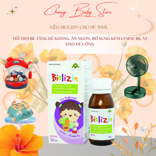 Kẽm hữu cơ Biolizin tăng đề kháng, giúp bé ăn ngon chai 50ml + quà cho bé