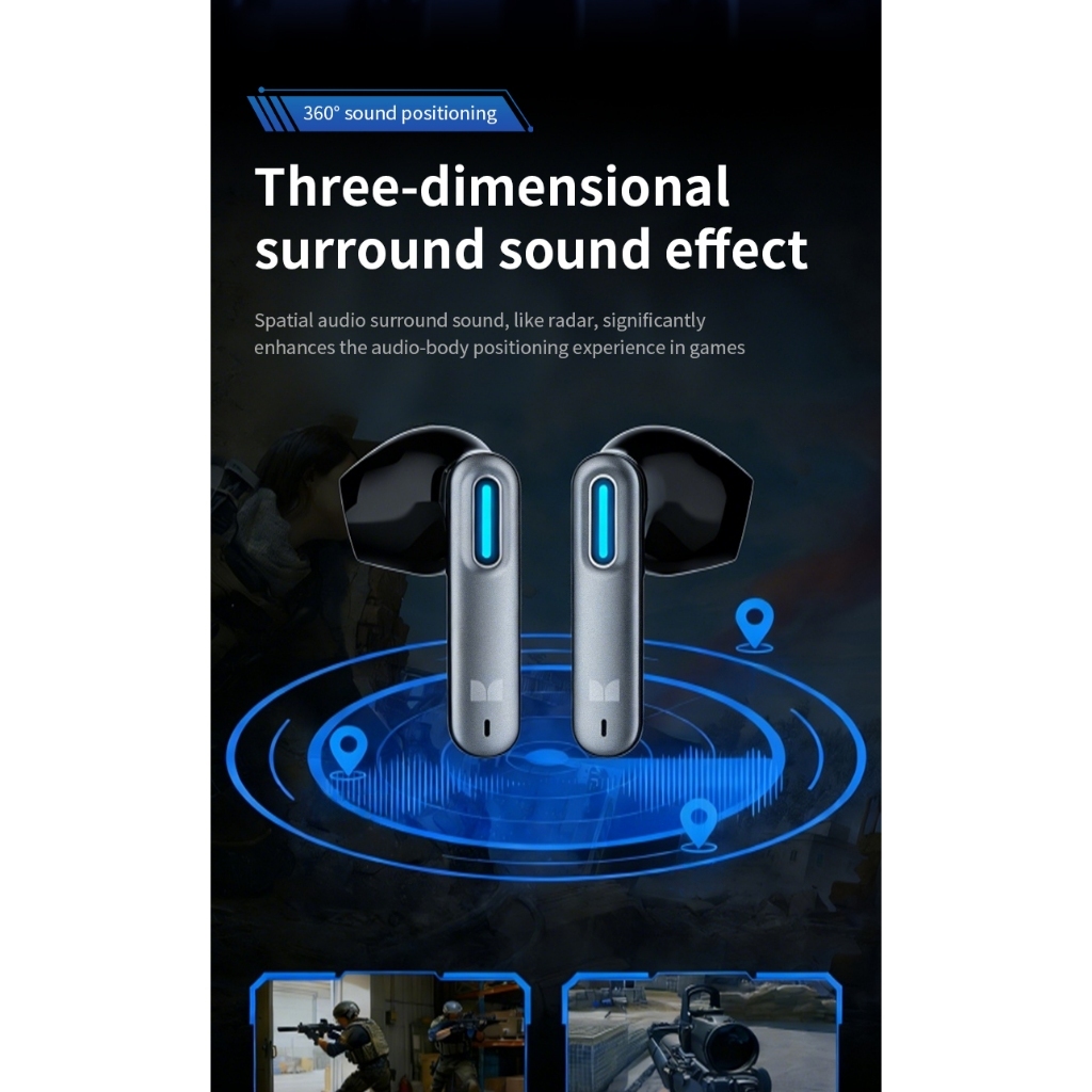Monster Q15 Wireless Bluetooth Earphones, Noise Reduction Gaming Earbuds, High-Quality Stereo Sound for Sports
