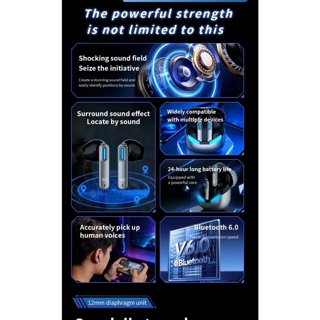 Monster Q15 Wireless Bluetooth Earphones, Noise Reduction Gaming Earbuds, High-Quality Stereo Sound for Sports