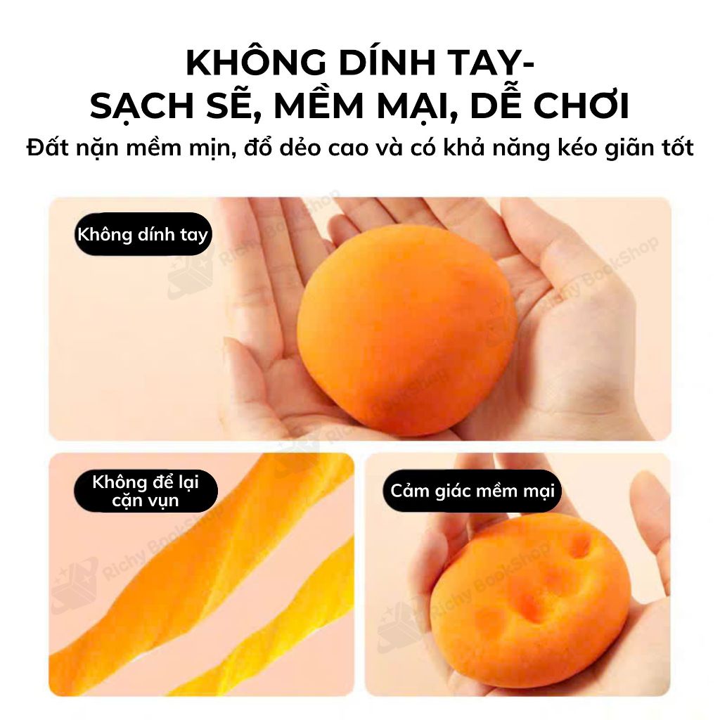 Đất nặn tự khô Mideer Play Airy Clay an toàn cho bé, không dính tay, mềm mịn