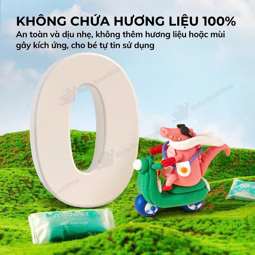 Đất nặn tự khô Mideer Play Airy Clay an toàn cho bé, không dính tay, mềm mịn