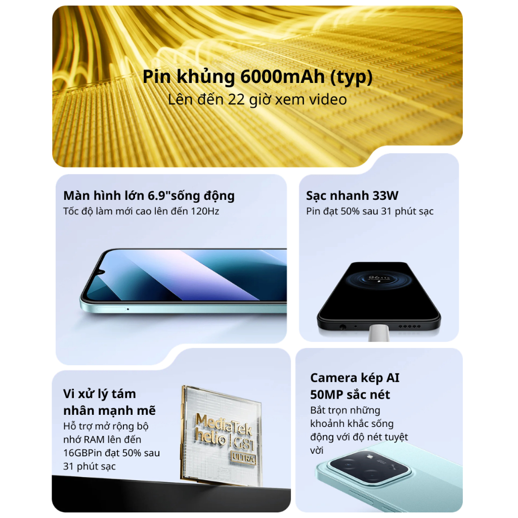 Điện thoại Xiaomi POCO C85 (6GB + 128GB) Pin 6000mAh - Bảo Hành Chính Hãng 12 Tháng | BigBuy360 - bigbuy360.vn