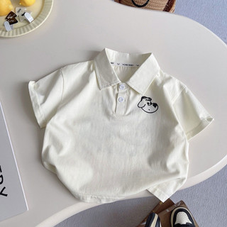 Set bộ áo cổ polo in hình chó dễ thương + quần bo chun gấu kẻ caro cho bé trai