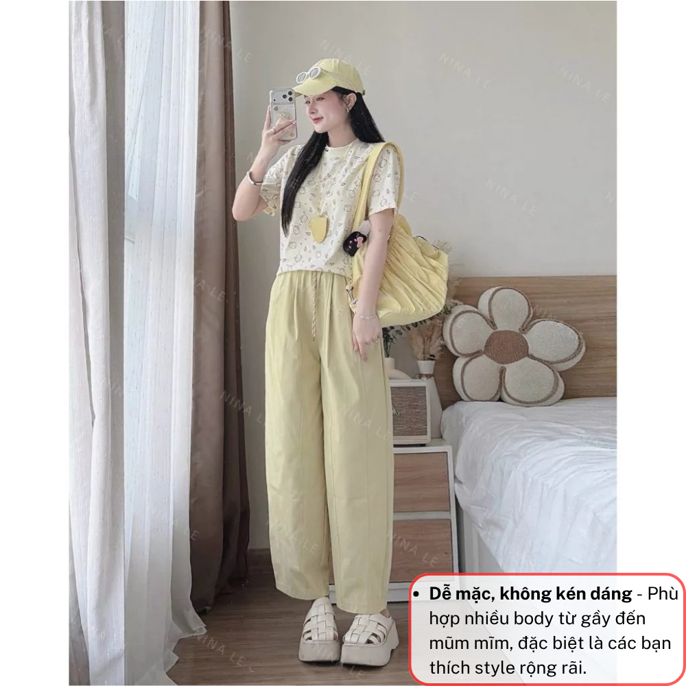 Set đồ nữ áo thun form rộng, set quần áo nữ quần dài ống rộng trẻ trung JUMITO HCOM27120