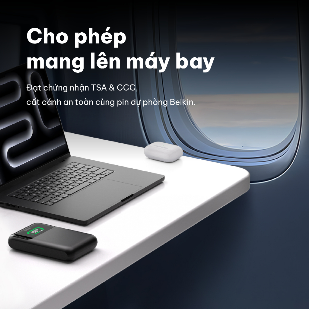 Pin sạc dự phòng Belkin Polymer Pocket Power dung lượng 20,000 mAh, sạc nhanh 65w chuẩn PD 3 cổng màn hình hiển thị pin | BigBuy360 - bigbuy360.vn