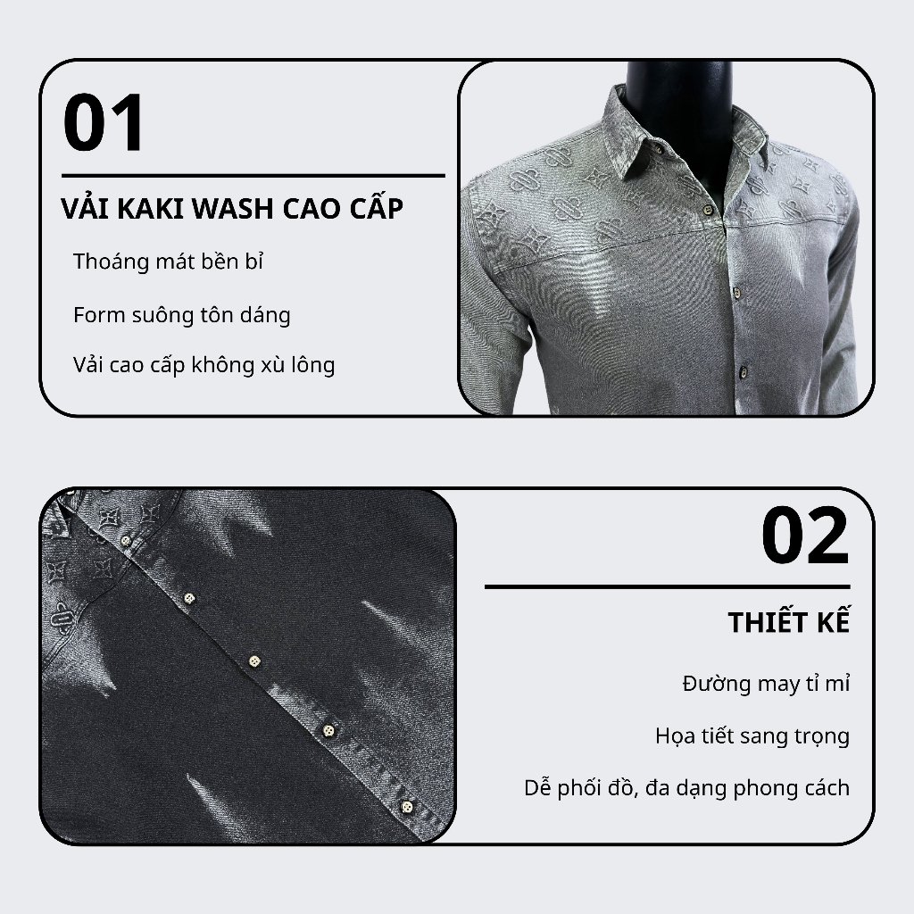 Sơ Mi Nam Vải Cotton Wash Hàn Quốc Cao Cấp Thấm Hút Mồ Hôi Sang Trọng 08