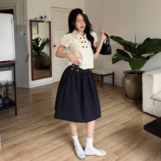 NAVIE - Chân váy dài Kaki ELLY phối cúc hoa thời trang nữ