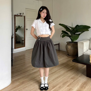 NAVIE - Chân váy dài Kaki ELLY phối cúc hoa thời trang nữ