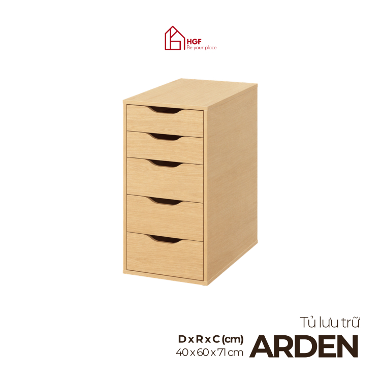 Hộc tủ nhiều ngăn, Hộc tủ dưới bàn ARDEN HGF 5 ngăn kéo, gỗ MDF, 40x60x71cm, TLT060