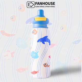 Bình nước giữ nhiệt Good Duck 600ml inox 316L Fan House bình giữ nhiệt ống hút linh động, in tên tặng túi canvas