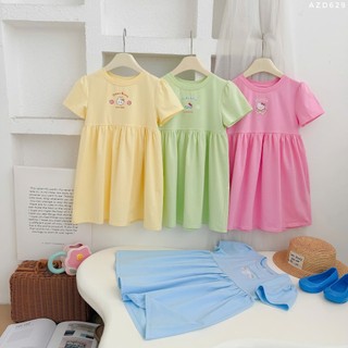 Váy Bé Gái  AZZ2601 In Hoạt Hình Dễ Thương - Váy Thun Form A, Co Giãn Thoải Mái, Tone Pastel