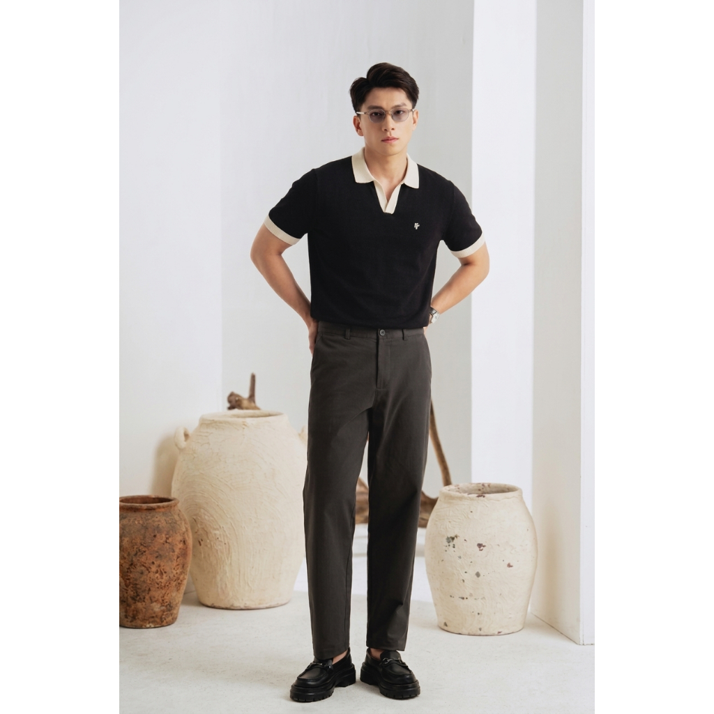 Áo Polo Cổ V Phối Màu RTCLASSY Basic Form Regular Vải Cotton Dệt Chéo Dày Dặn Chống Nhăn