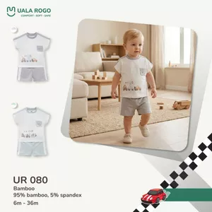 Bộ cộc tay cho bé Ualarogo sát nách 6 tháng - 3 tuổi vải Sợi tre Bamboo mềm mại co giãn UR 080