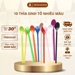 Combo 10 thìa nhựa sinh tố, pha chế nhiều màu, muỗng nhựa dùng cho pha chế cafe trà sữa đồ uống