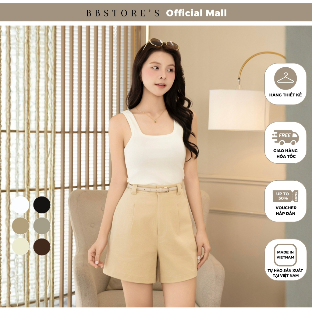 BBSTORE'S Áo Dạo Phố Thun Ngắn Cổ Vuông Dáng Ôm - AAF47H
