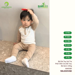 Bộ Điều Hoà Dài Tay Sợi Tre Cho Bé Mặc Hè Vải Mềm Mại Co Dãn Tốt Chính Hãng Anminaza AMI0081