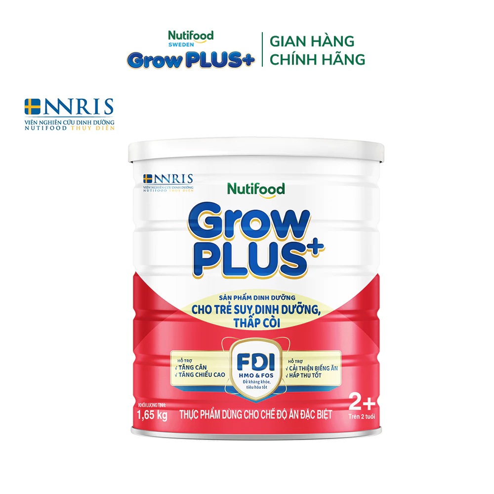[SVIP] Sữa bột Nutifood GrowPLUS+ Suy Dinh Dưỡng (Đỏ) 2+ - Tăng Cân, Tăng Chiều Cao (Lon 1,65 Kg)