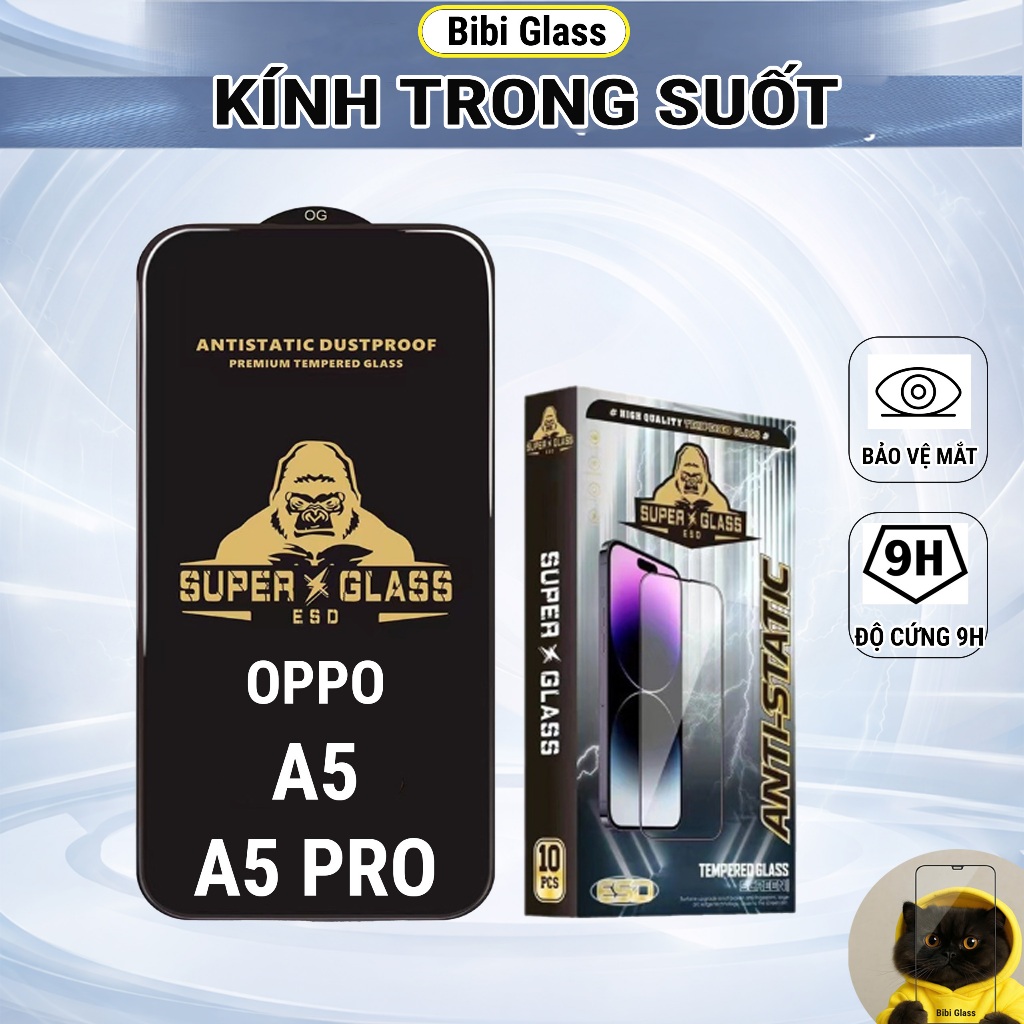 Kính cường lực Oppo A5, A5 Pro cao cấp thế hệ mới full màn miếng dán bảo vệ màn hình đt sharkcase