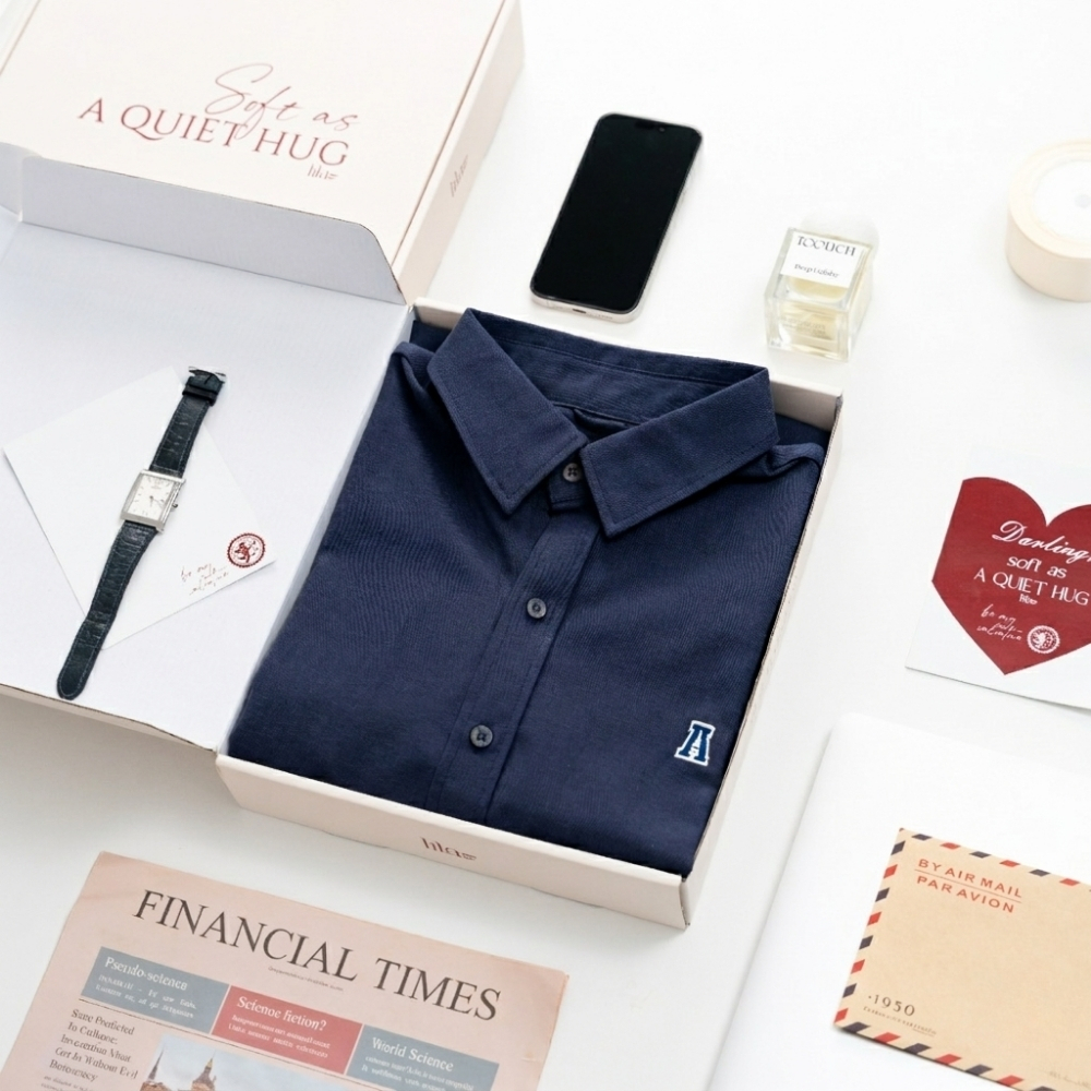 Áo sơ mi kẻ sọc LILA sơ mi đôi thêu logo tên người yêu vải Oxford Premium quà tặng bạn trai bạn gái ý nghĩa