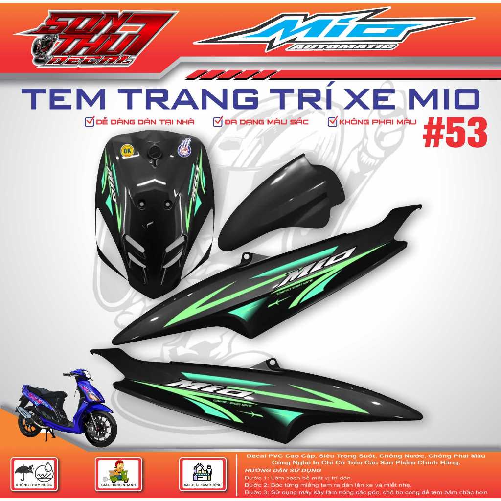 TEM XE MIO SPORT #53 (CHẤT LƯỢNG - SẮC NÉT - KHÔNG PHAI MÀU)