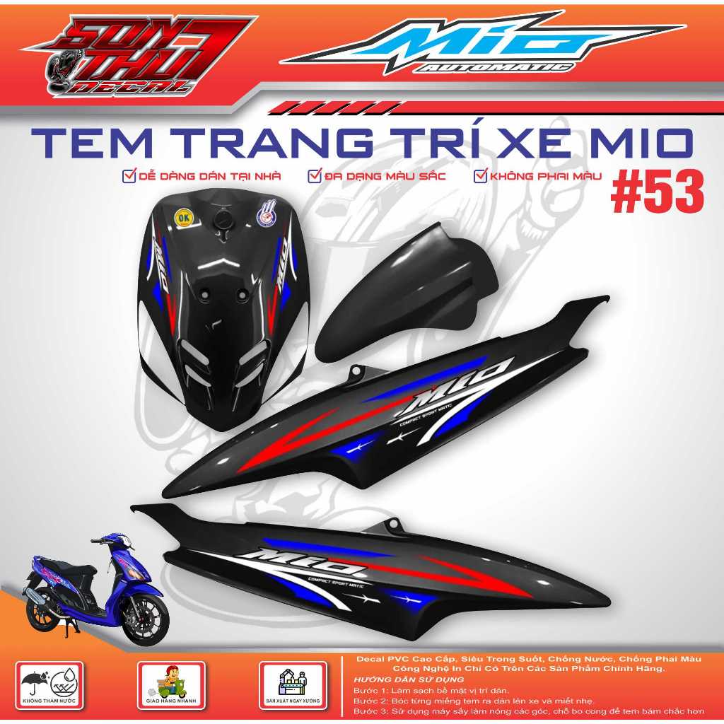 TEM XE MIO SPORT #53 (CHẤT LƯỢNG - SẮC NÉT - KHÔNG PHAI MÀU)