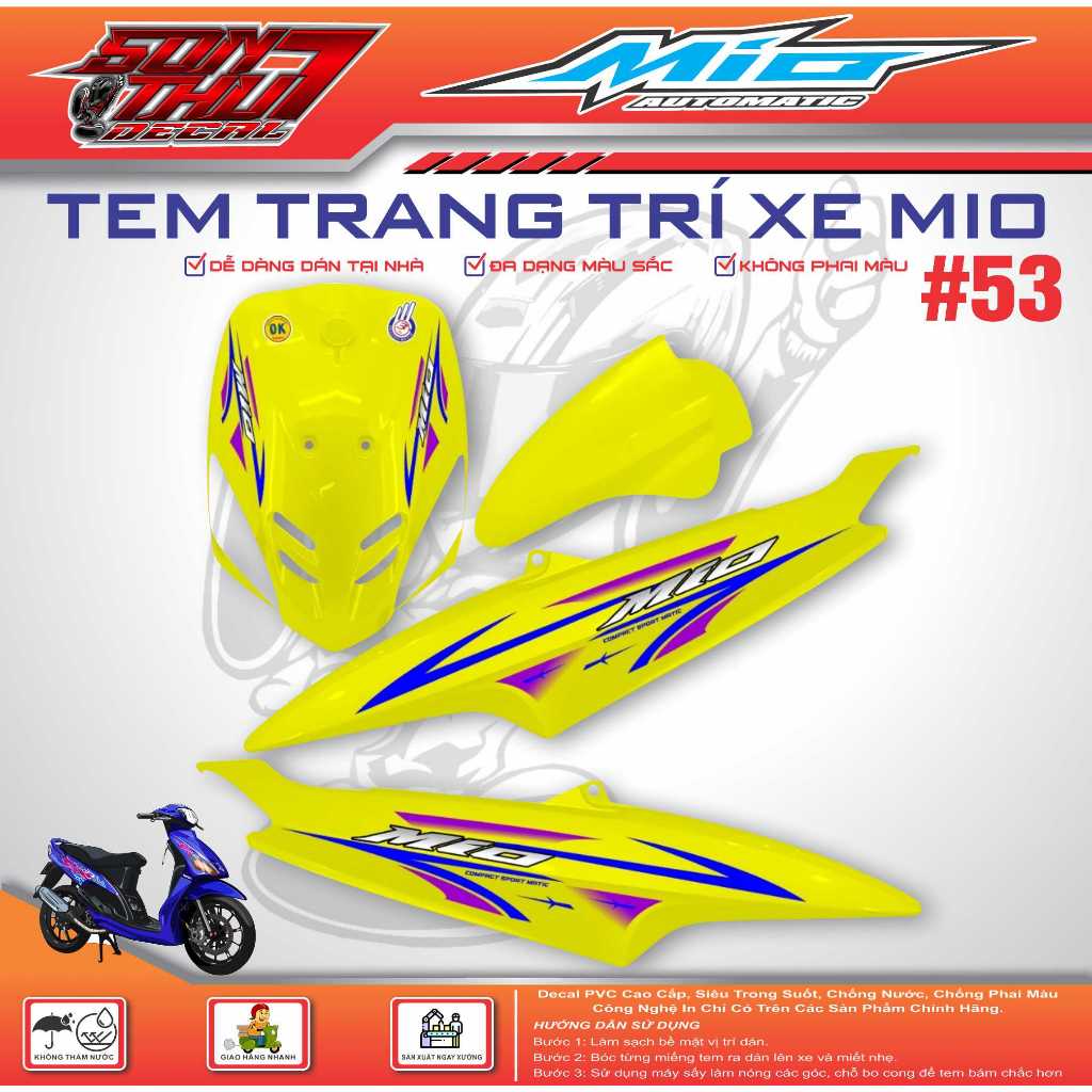 TEM XE MIO SPORT #53 (CHẤT LƯỢNG - SẮC NÉT - KHÔNG PHAI MÀU)