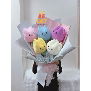 Bó hoa thú bông tulip hồng dễ thương – Quà tặng sinh nhật/Valentine xinh xắn - Hoa gấu bông tặng bạn gái