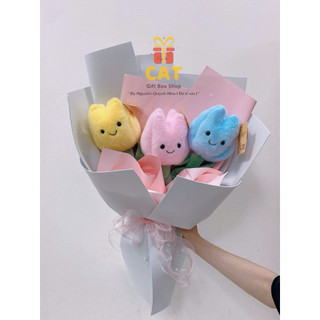 Bó hoa thú bông tulip hồng dễ thương – Quà tặng sinh nhật/Valentine xinh xắn - Hoa gấu bông tặng bạn gái