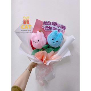 Bó hoa thú bông tulip hồng dễ thương – Quà tặng sinh nhật/Valentine xinh xắn - Hoa gấu bông tặng bạn gái