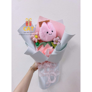 Bó hoa thú bông tulip hồng dễ thương – Quà tặng sinh nhật/Valentine xinh xắn - Hoa gấu bông tặng bạn gái