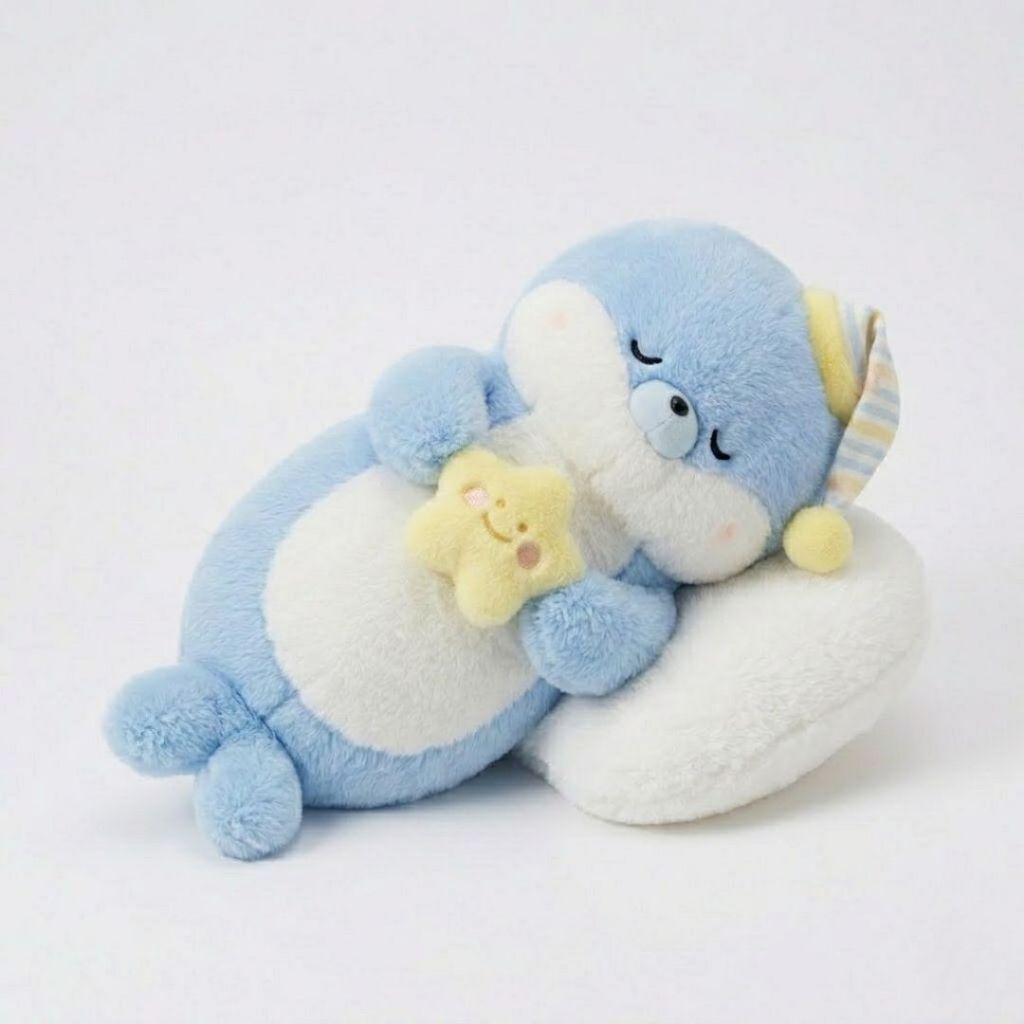 Gấu Bông Gối Ôm Hải Cẩu Xanh Đội Mũ Ôm Sao Ngủ Dễ Thương 55Cm Quà Tặng Cho Bé,Bạn Gái