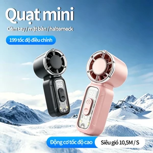 quạt cầm tay quạt mini DF97 1800mAh Thời lượng pin 2-4h Màn hình hiển thị LED Đèn pin quạt tích điện mini