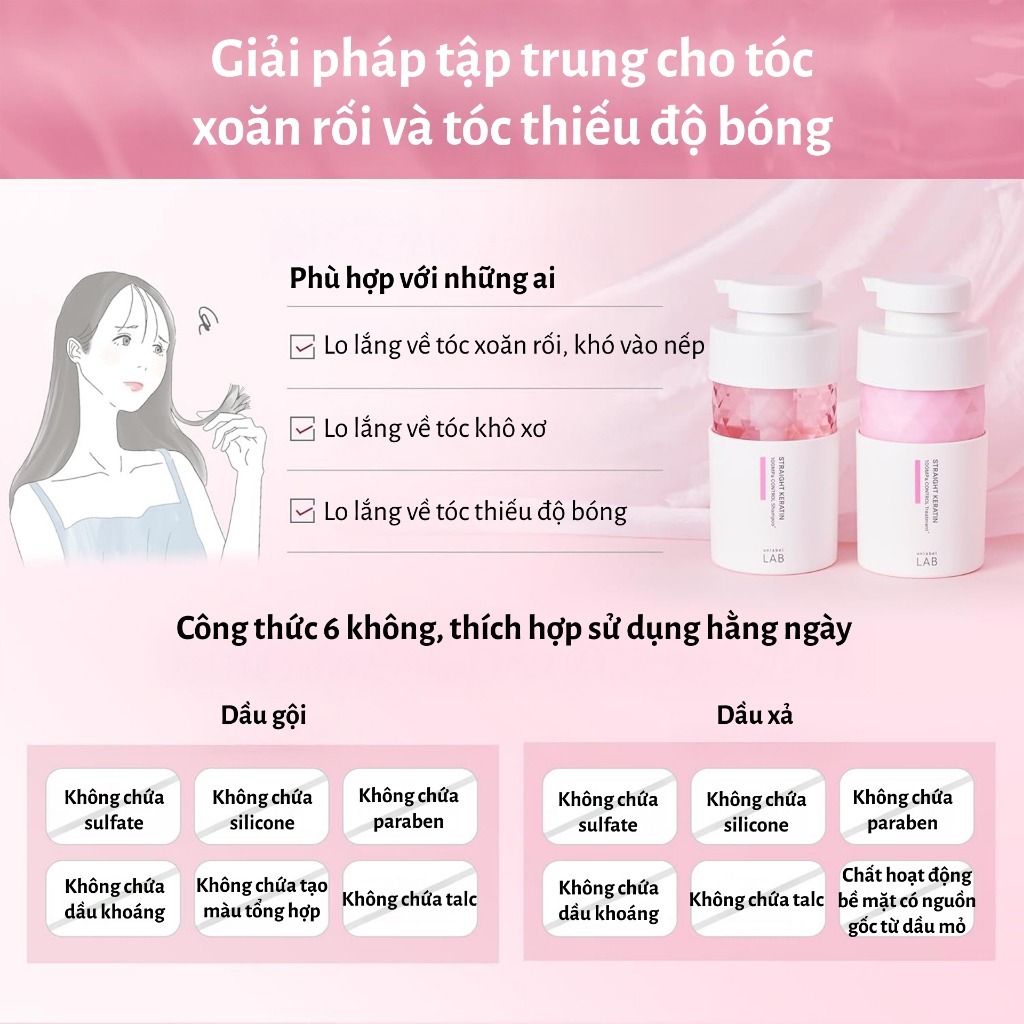 Bộ Dầu Gội Xả UNLABEL LAB Keratin Phục Hồi Dưỡng Tóc Mềm Mượt Giảm Xơ Rối 400ml