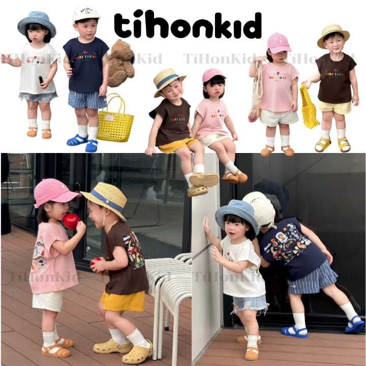 [A54] TIHONKID - Áo Phông Trẻ Em 3 Lỗ Chất Cotton Mềm Mịn | Hình In Cực Xinh, For