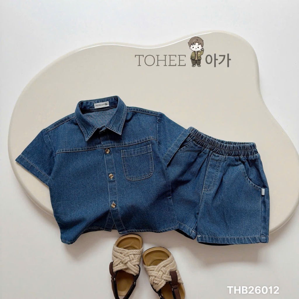 Bộ jean cộc unisex cho bé trai bé gái, bộ bò cá tính phong cách Hàn Quốc (không kèm áo phông trắng)