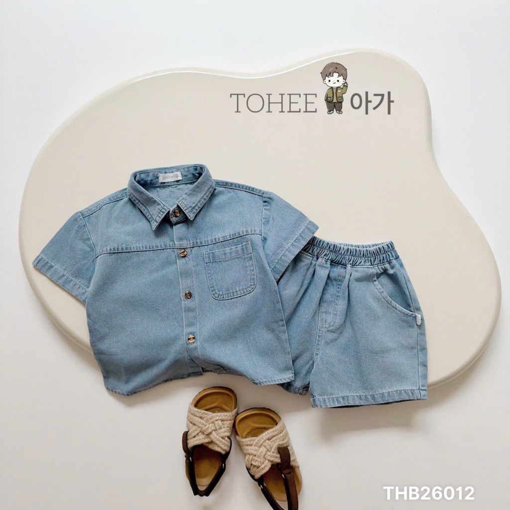 Bộ jean cộc unisex cho bé trai bé gái, bộ bò cá tính phong cách Hàn Quốc (không kèm áo phông trắng)