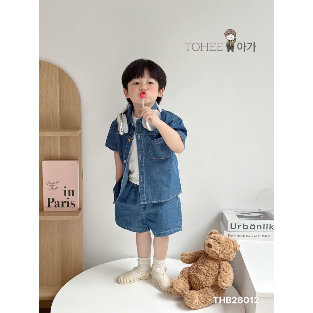 Bộ jean cộc unisex cho bé trai bé gái, bộ bò cá tính phong cách Hàn Quốc (không kèm áo phông trắng)