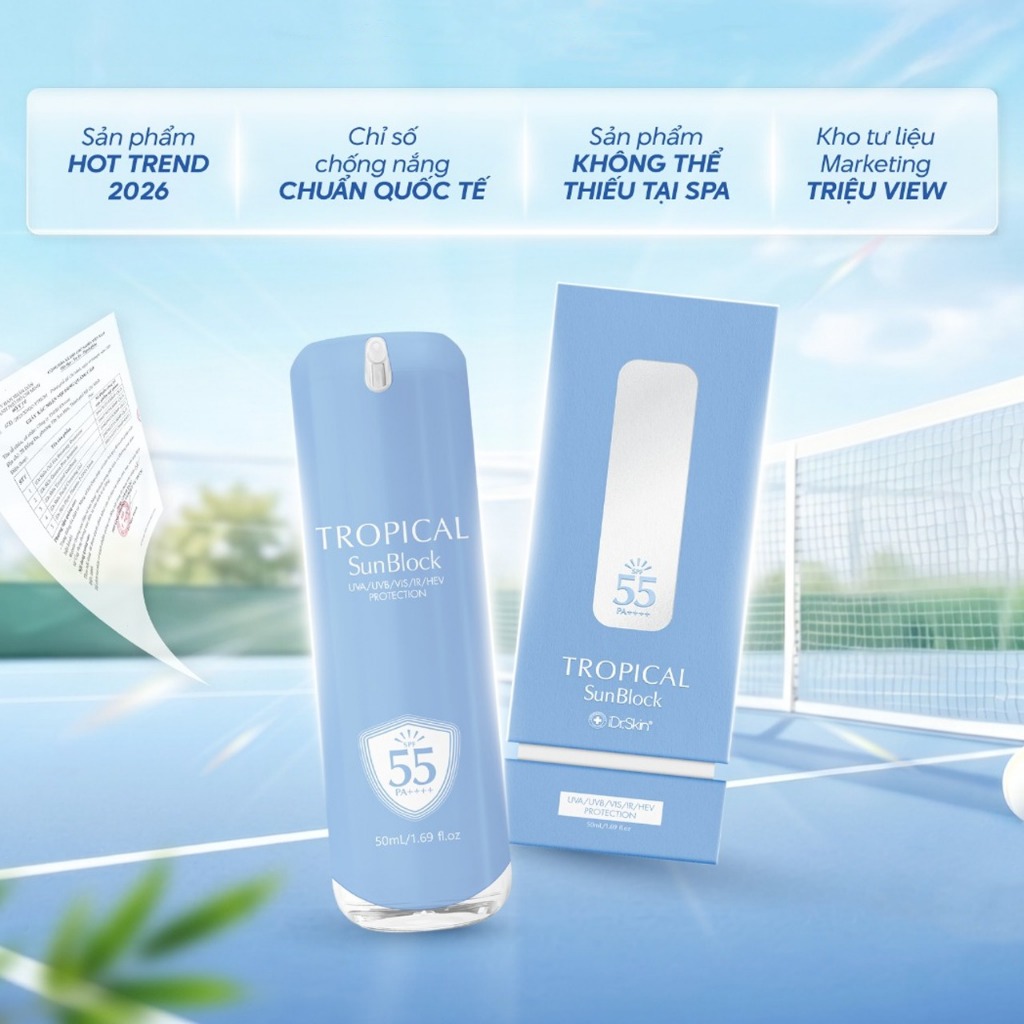 [iDr.Skin Chính Hãng] Kem chống nắng vật lý bảo vệ làn da toàn diện Tropical Sunblock SPF 55 PA++++