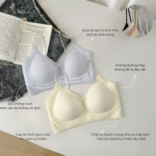 [ Bản Nâng Cấp ] Áo Bra Thơm Hoa Trà Áo Lót Nữ Đệm Thông Hơi Su Tàng Hình Không Viền Không Gọng Mã 025