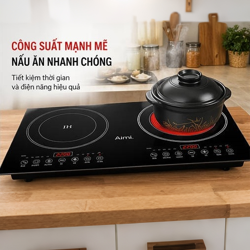Bếp điện từ hồng ngoại đôi tiết kiệm điện 4800W, công suất lớn, mặt kính cường lực chịu nhiệt chống trầy xước, dùng cho