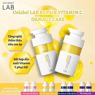Bộ Dầu Gội Xả Unlabel LAB Vitamin C Dưỡng Tóc Mềm Mượt, Hỗ Trợ Cải Thiện Tóc Khô Xơ 400ml