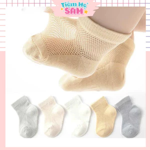 Combo 5 Đôi Tất Lưới Cho Bé 0-3 Tuổi Cotton Thoáng Khí Mùa Hè Màu Trơn Vintage - Tiệm Mẹ Sam97 - LUOI01