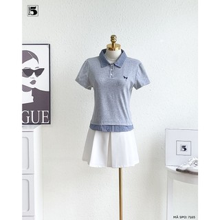 Áo Thun Nữ Twentyfive Phối Cổ Polo Thanh Lịch, Áo Polo Nữ Họa Tiết Thêu, Form Basic Năng Động 7165